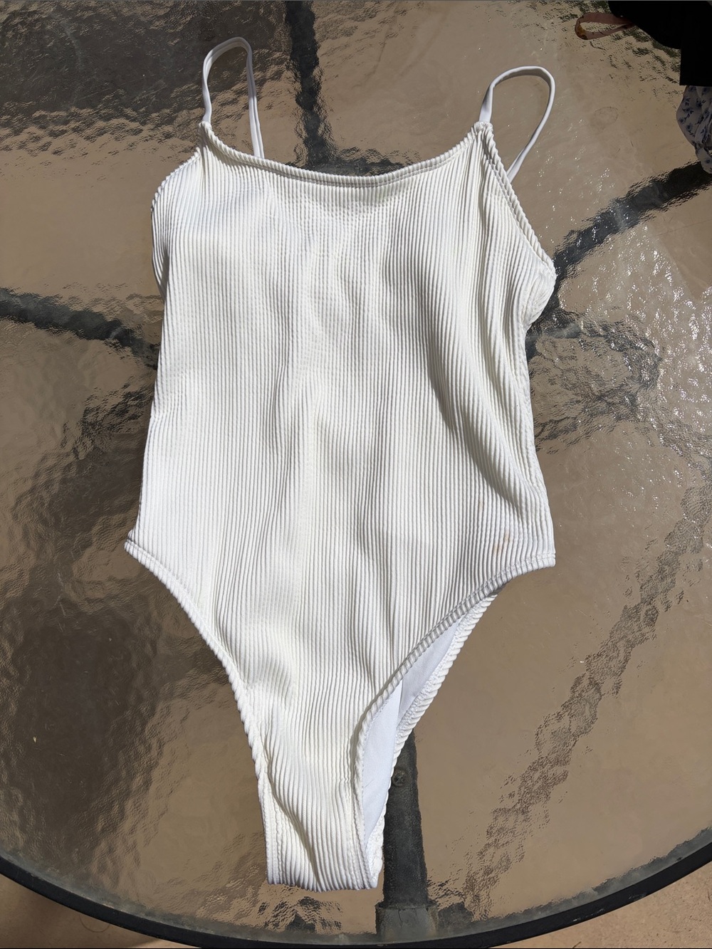 White Ribbed One-Piece Swimsuit